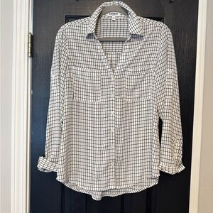 Express Black and White Grid Portofino Shirt